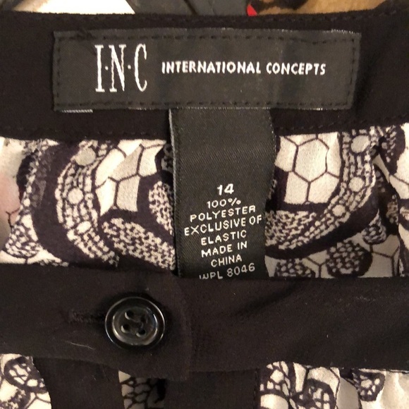 INC International ysize 14 Black ivory sheer paisley print 3/4 sleeve - Picture 2 of 11